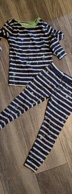 Crewcuts Navy and White Stripe Leggings with Paint-Splatter